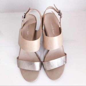 Franco Sarto Champagne Metallic Block Heels